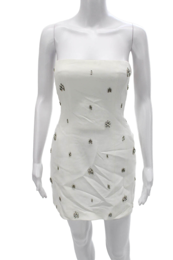 A.L.C. Women Strapless Mini Dress White Triacetate Zip Sleeveless Size 6