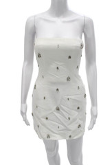 A.L.C. Women Strapless Mini Dress White Triacetate Zip Sleeveless Size 6