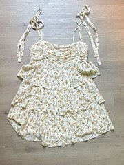 Adorable Reformation Yellow Floral Tiered Mini Sundress