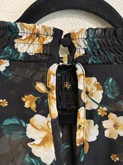 Torrid Black Floral Chiffon Overlay Mini Dress Smocked Neck Cottagecore Size 1X