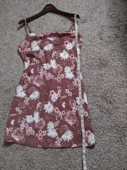 BP Y2K Floral Slip Dress Medium Brown Pink Rose Whimsical Fairy Mini B10
