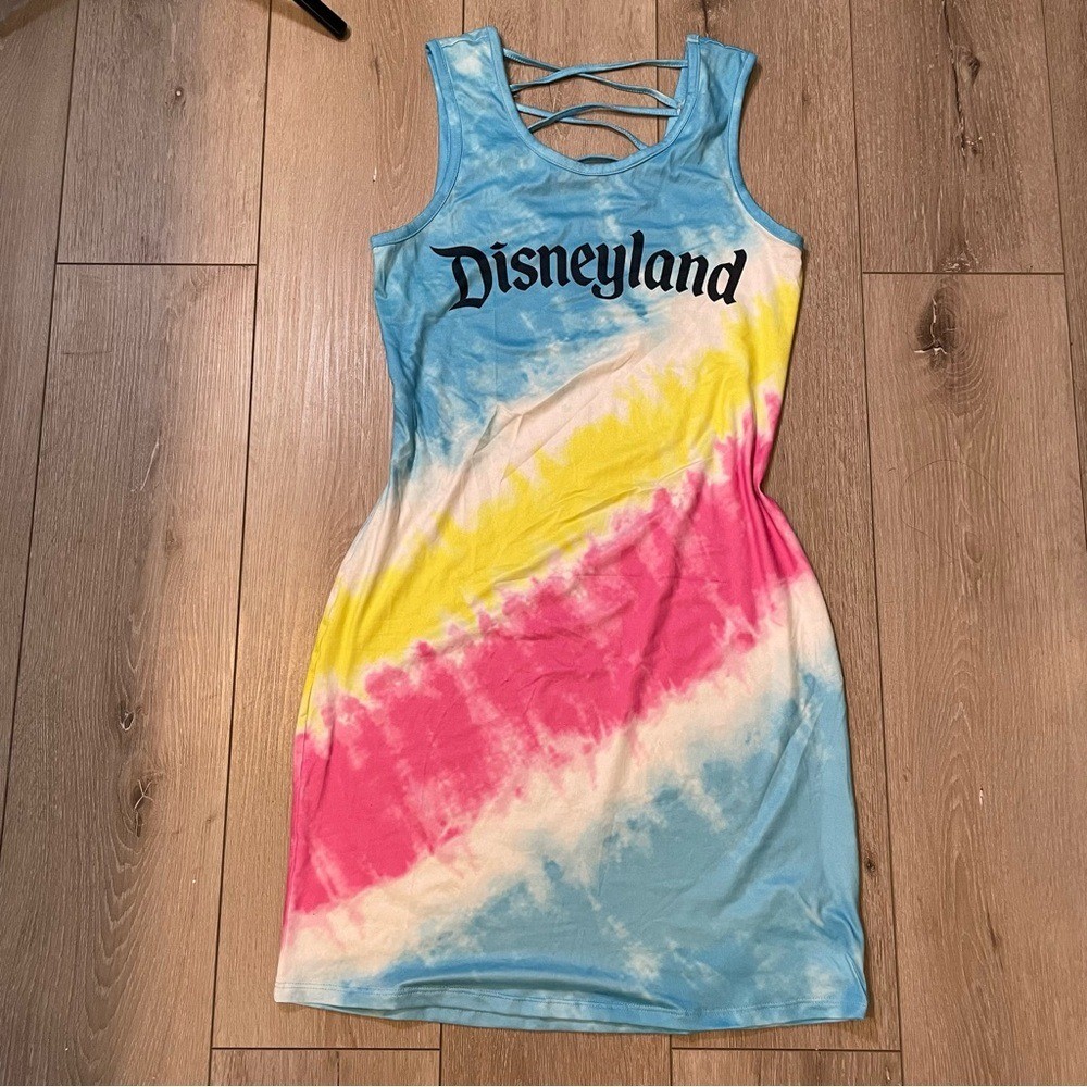 Disney Parks Tie Dye Racerback Tank Mini Dress Pastel Rainbow S