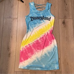 Disney Parks Tie Dye Racerback Tank Mini Dress Pastel Rainbow S
