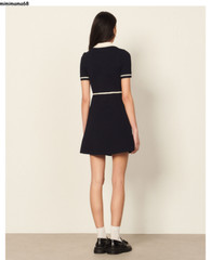 Genuine Sandro Contrast Waist Knit A-Line Skirt
