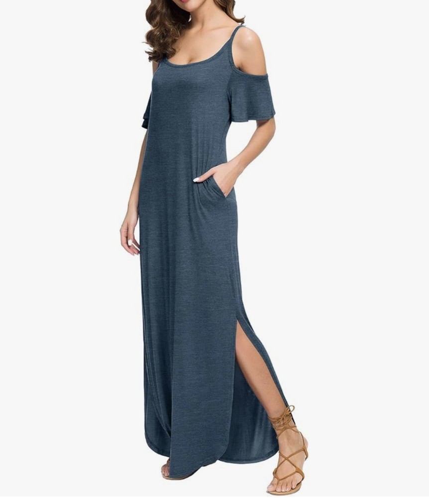 L GRECERELLE Cold Shoulder Maxi Midi Long Dress Women&rsquo;s Size Large NWT