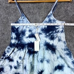 Z Supply Babydoll Mini Dress Medium Blue Kona Cloud Print Black Iris Boho Lounge