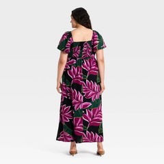 Women Flutter Short Sleeve Tie-Front Maxi Dress – Ava & Viv Magenta
