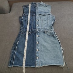 HUDSON Two-Toned Distressed Button-Down Sleeveless Denim Dress SIZE: M