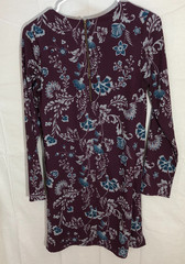 Everly Long Sleeve Burgundy Blue Floral Dress M Lined United States