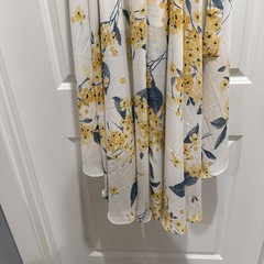 Lulus Multicolor Cute Spring White Yellow Blue Floral Wrap High Low Dress Sz S