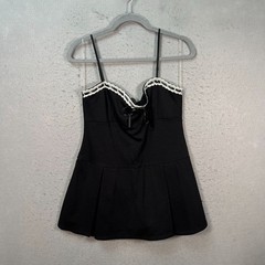 Windsor Womens Size XL Black Mini Dress With Lace Trim & Adjustable Straps