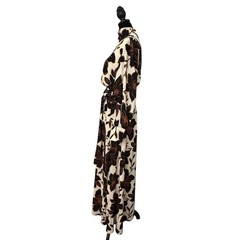 Alexia Admor Mock Neck Modest Belted Maxi Dress Brown Floral Size 6 NEW