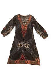 Custo Barcelona Colorful Knit whimsical dress METALLIC 3/4 sleeve Women’s Small