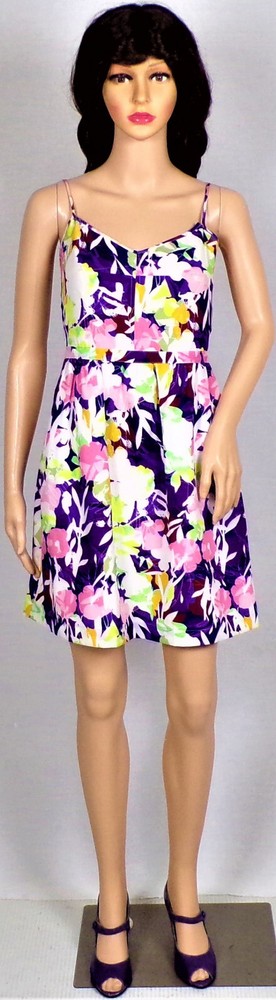 J.CREW size 4 multicolor floral OTS summer frock 100% polyester dry clean only