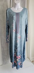 Women&rsquo;s Long Sleeve Maxi Bodycon Floral Dress Blue Multi Size US XL NEW