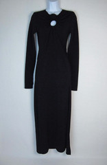 Zara Black Maxi Bodycon Dress Open Back Peephole Front Lightweight Stretch Sz M