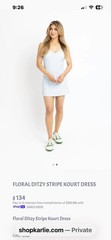 Karlie Blue White Striped Floral V-Neck Athletic Dress. Built in Shorts and Bra