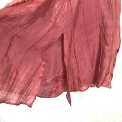 HOLLY IN HANOI Silk Sleeveless Raw Edge Pleated Midi Dress Sz S Pink Romantic
