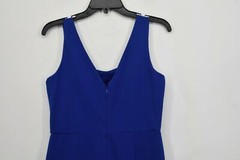 Sharagano Womens Blue Sleeveless Square Neck High Low Flounce Midi Dress 4 $99
