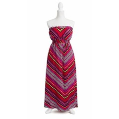 She&rsquo;s Cool Striped Multi Color Strapless Sheer Lined Maxi Dress XL
