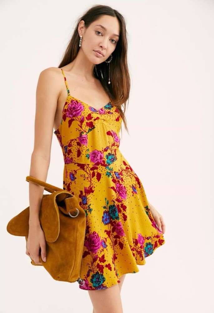 Intimately FREE PEOPLE Never Be Mine Mini Dress size Small Floral beautiful