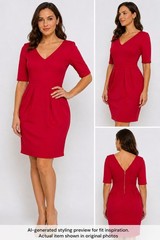 CLOSET LONDON NWT Red Tulip Dress V-Neck Stretch UK 14 US 10 EUR 42