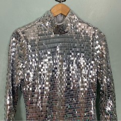 Simon Miller Sequin Sculpty Dress Silver Maxi Long Sleeve Size 0