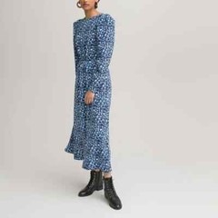 La Redoute Open Back Midaxi Dress Size 14 Midi High Neck Parisian Chic RRP £60