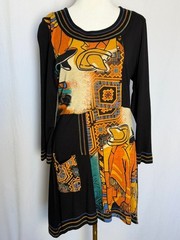 Parsley & Sage Patchwork Jersey Knit Tunic Top Dress Sz S Lagenlook Art to Wear