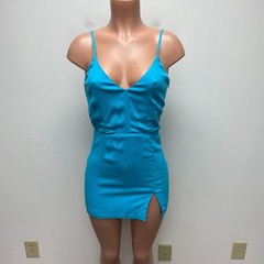 Superdown Womens Blue Adjustable Strap Cut Out Back Lined Micah Mini Dress S