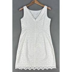 Vineyard Vines Dress Womens 4 White Eyelet Cotton Lace Coastal Prep Beach Resort