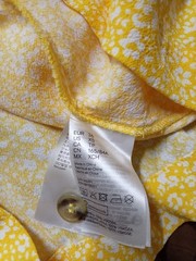 ​H&M Yellow Floral Button-Down Mini Dress Puff Sleeve