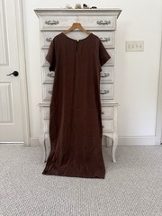 Positive Influence Brown Linen Lagenlook Pocketed Maxi Dress