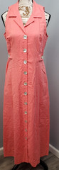 Positive Attitude Maxi Dress Womens 12 Salmon Linen Collared Button Front