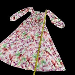 Pink Floral Sweetheart Puff Sleeve Maxi Dress Sz 6 M Boho Cottagecore Coquette