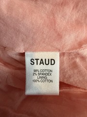 Staud Elio Orange Grapefruit Mini Dress Sz 6 Tiered Cotton