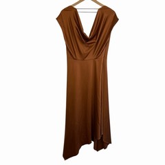 BEAU TILLEY x BAR III Satin Wrap Dress Copper Brown Medium Party Date Bridesmaid