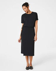 NEW, SPANX AirEssentials® Midi Wrap Dress in Black L #MD1841
