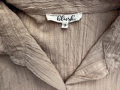 Nine of Blush Women&rsquo;s Taupe Solid Long Sleeve Collared Button Shirt Mini Dress S