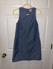 J.Crew Women’s XS Blue Chambray Sleeveless Shift Dress w/ Pockets Short