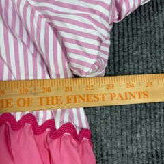 Entro Dress Womens 2X Pink White Striped Trim Tiered Babydoll Puff Sleeve