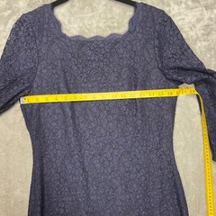 Adrianna Papell V-Back Long Sleeve Lace Sheath Dress Women&rsquo;s 10 Navy Old Money