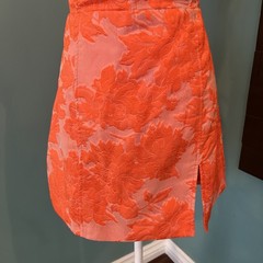 Showpo. BRAILEY MINI DRESS Strapless Dress Orange Jacquard Size 10