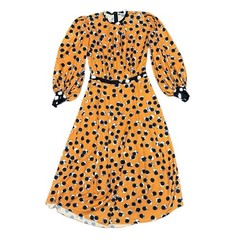 Hunter Bell Burnt Dot Casper Dress Long Sleeve Midi Orange 2