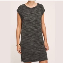 Anthropologie Cloth and Stone Melange Black Marled Soft Relaxed T-shirt Dress L