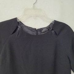 Bordeaux Dress Womens S Black Short Sleeve Lined Shift Cut Out Accent Back Zip