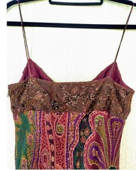 Vintage 90s Y2k Ralph Lauren Silk Beaded Dress Flowy Slip Asymmetrical Fairy 6 S