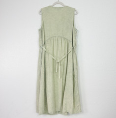 April Cornell Camelia Pinafore Sage Button Down Cotton Sleeveless Maxi Dress XL