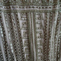 Gianni Bini Long Sleeve Champagne Sequin and Pearl Embellished Mini Dress