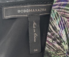 BCBG MAXAZRIA Tae Peacock Maxi Dress Silk Midnight Palm Strapless Women&rsquo;s Size 4